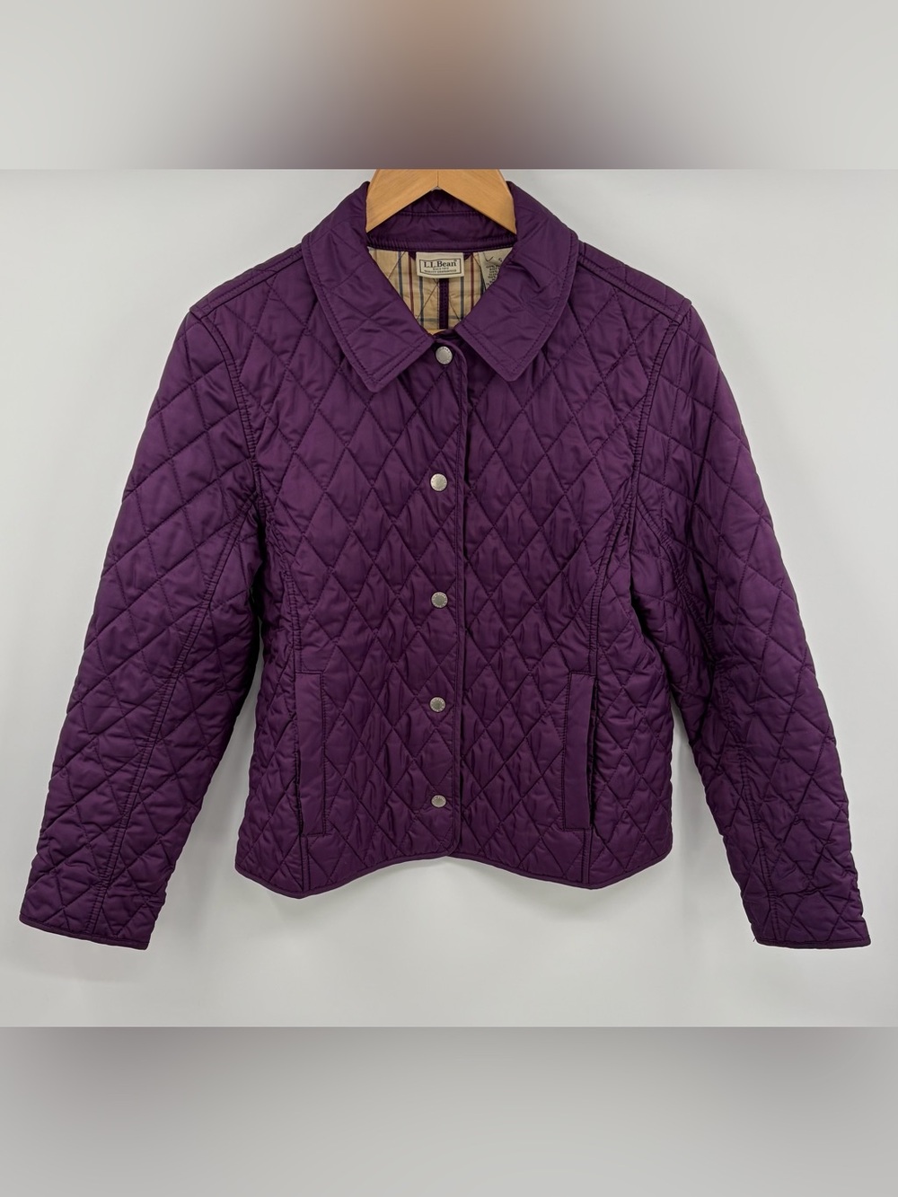 L.L. Bean Diamond quilted snap front purple lightweight jacket women’s SP